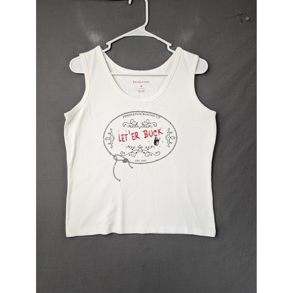 Pendleton Round-Up Let 'Er Buck 1910-2010 Tank Top White Medium TB343-62729